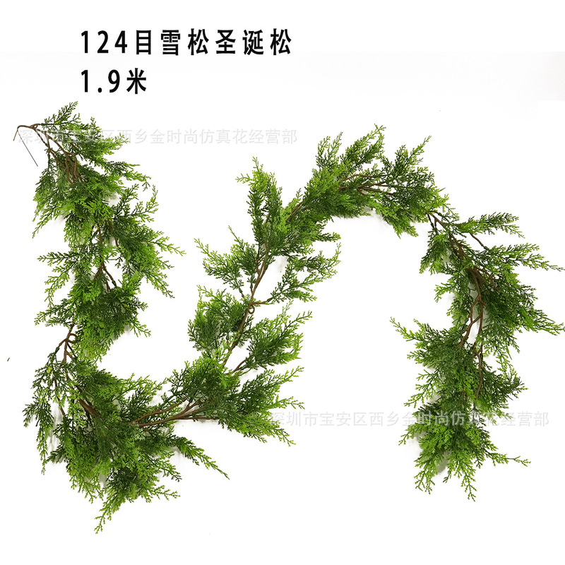 跨境圣诞节装饰藤条 美式圣诞花环 仿真雪松人造植物圣诞藤蔓|undefined