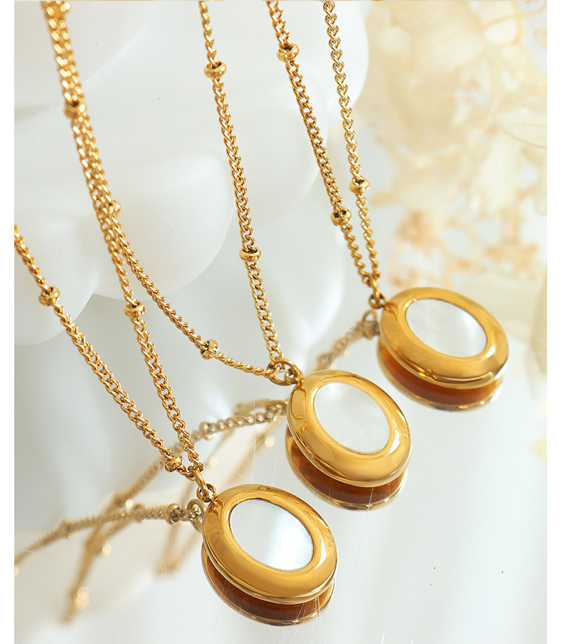 Fashion Oval Titanium Steel Pendant Necklace Stainless Steel Necklaces_colorza_4