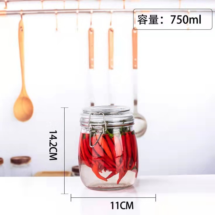 スポット卸売ガラスバックル保存瓶密封ワインピクルス瓶ガラス保存瓶茶保存瓶|undefined