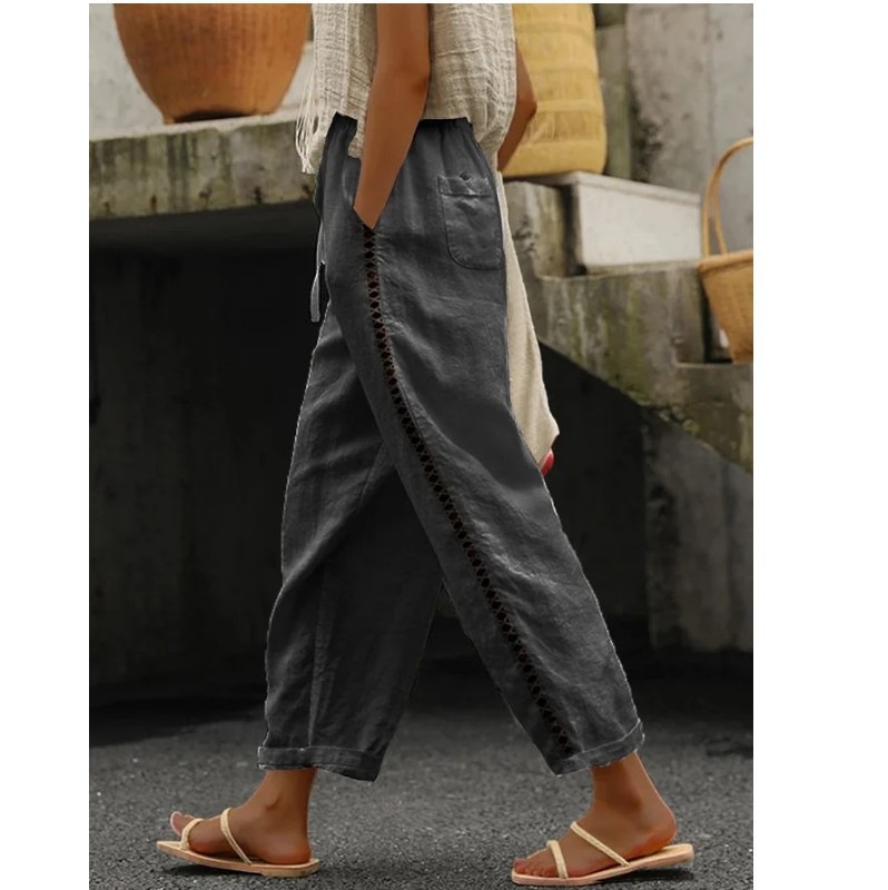 Women's Wide-Leg Casual Trousers Loose Fit Comfort Flowy Pants For Everyday Wear_ecoleips.com