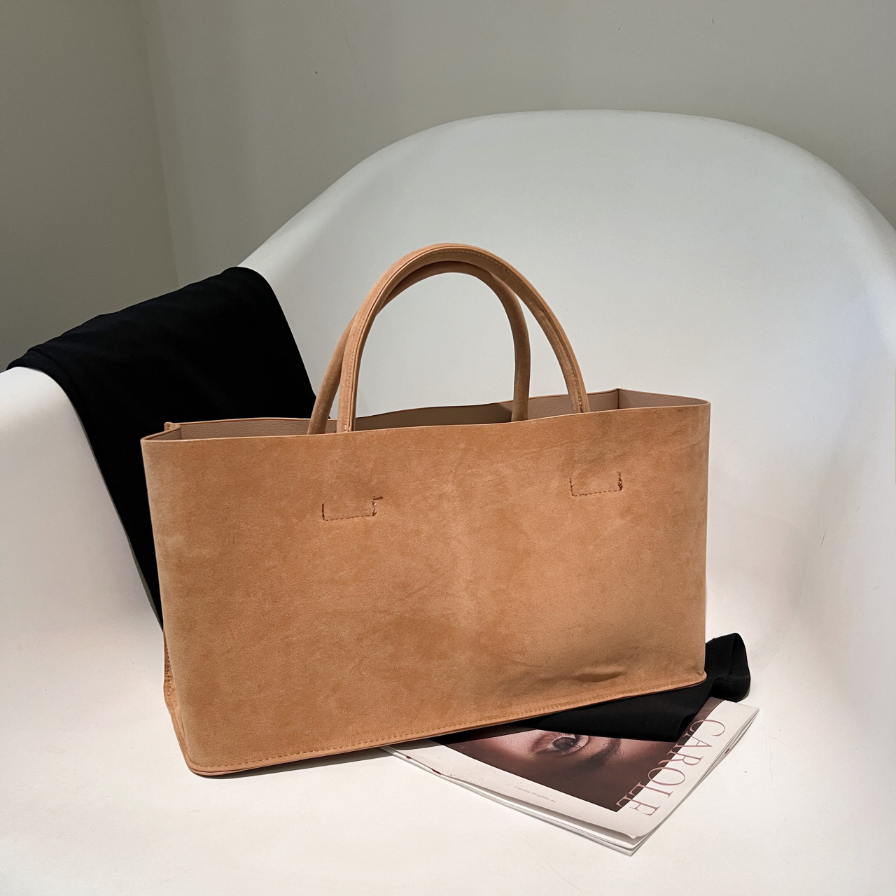 한국 틈새 레트로 프로스트 PU 토트 백 여성 가방 간단한 핸드백 통근 대용량 대외 무역 가방