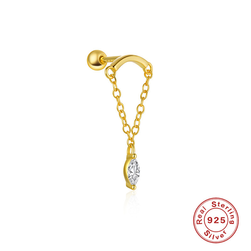INS estilo s925 plata esterlina caballo ojo diamante borla Cadena de cartílago pendientes nueva moda europea y americana simple todo-Partido