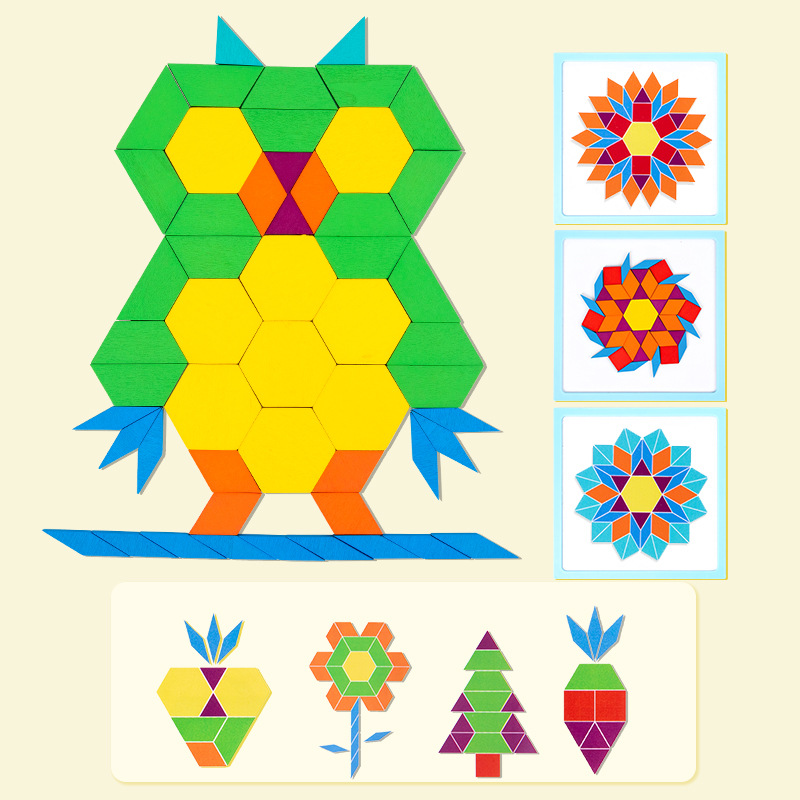 Puzzles para niños Puzzles de geometría Puzzles de madera Bloques de construcción manuales Concentración cerebral Juguetes para niños de 3 a 6 años