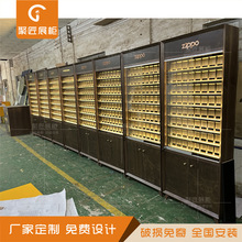 zippo打火机展柜定做发光格子靠墙高柜铁木时尚产品展示柜火机架