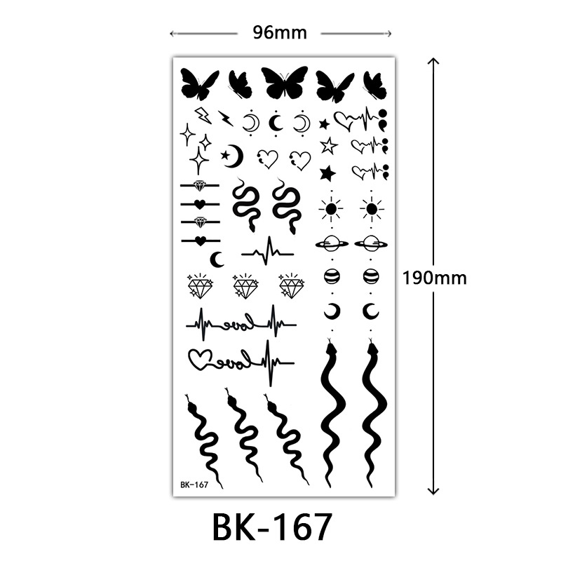 Tatuaje Temporal de Flores Boceto de Papel de Transferencia al Agua, Impresión por Transferencia de Agua, para Cuerpo image 173