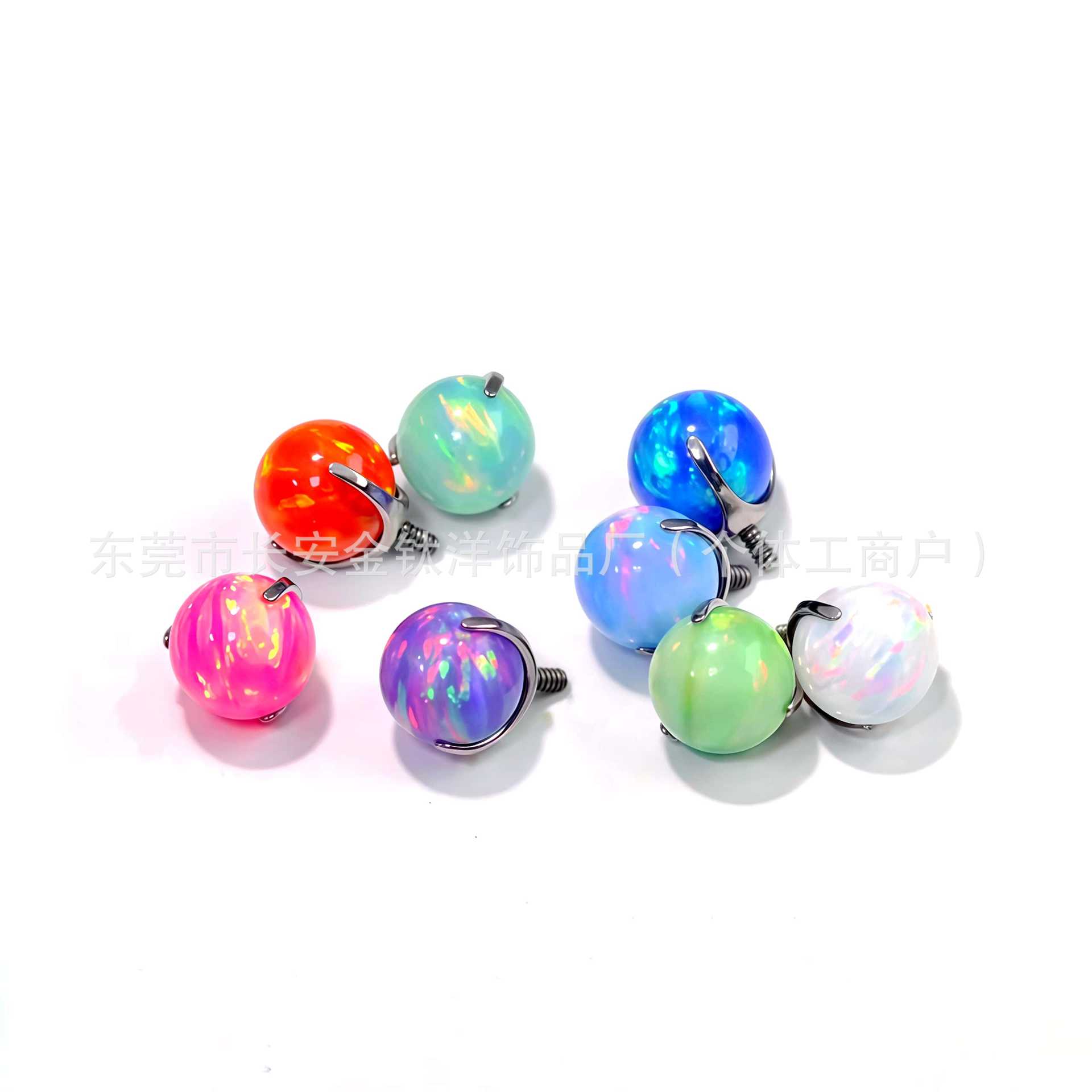 F136 Titanium Lip Nail Opal Three-Claw Ball Opal Tongue Nail Ear Bone Nail G23 Titanium Alloy Body Piercing Jewelry detail image 8