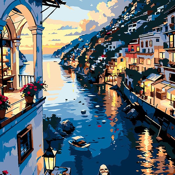 مدينة مائية 5442 / [حقائب 30 × 40] أسفل ملونة تمتد الإطار الداخلي