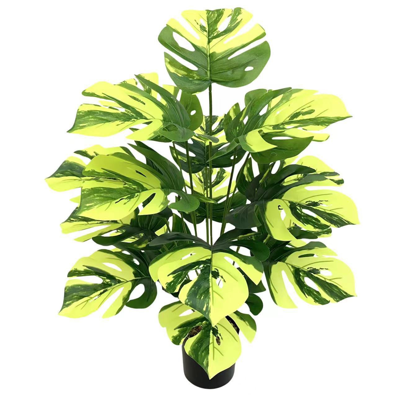 Simulación transfronteriza de plantas verdes grandes haces de tortuga de bambú hojas falsas hojas de árboles hogares boda decoración paisajística fábrica al por mayor