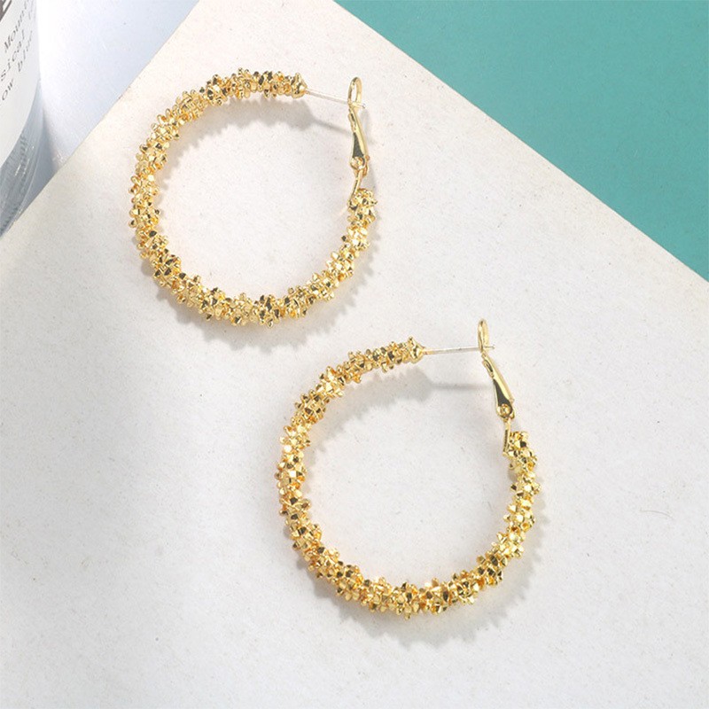 Korean style minimalist geometric circle earrings fashionable design exaggerated temperament Internet celebrity earrings s925 silver needle female earrings