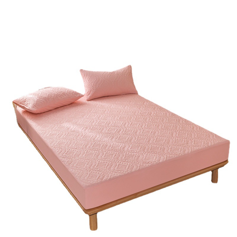 Cubierta de cama acolchada de aislamiento de orina impermeable transfronteriza color sólido cepillado engrosado colcha antideslizante Simmons cubierta protectora fábrica al por mayor