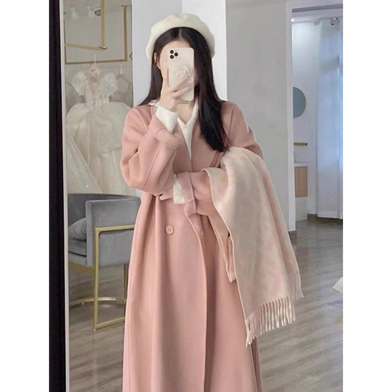 Q7N加夹棉加里毛呢大衣女中长款小个子2024新款冬季高级感毛呢外