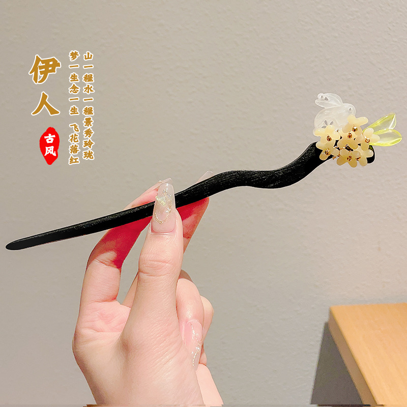 Pinzas de cabello de madera para mujeres nuevos pinzas de estilo chino de alto nivel diarios vestido de caballo de viaje antiguo sándalo bandeja de cabello pinzas de cabello tocado