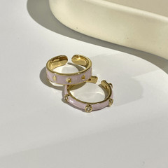 韓國ins潮時尚粉色個性愛心素圈戒指女氣質網紅可調節食指開口戒