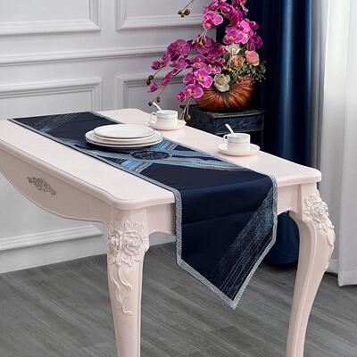 容禾华丽轻奢几何抽象桌旗北欧简约餐桌餐巾茶几床尾巾布艺现货|ms