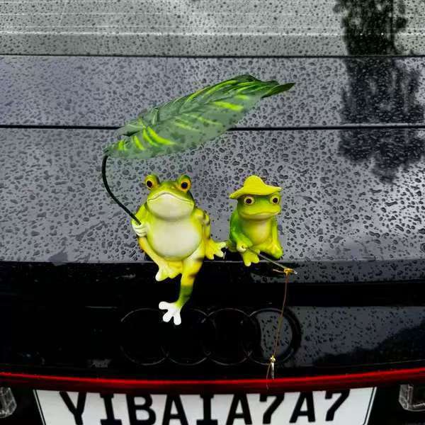 户外庭院仿真青蛙摆件鱼池微景观小青蛙钓鱼创意雕塑树脂工艺品