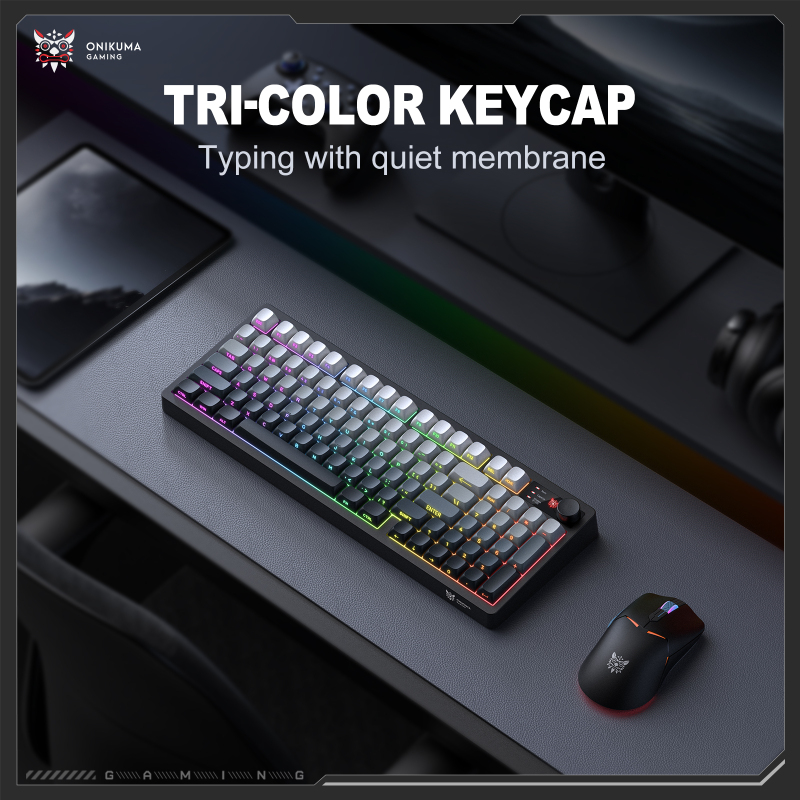 Three-Mode Wireless Rgb Mechanical Keyboard, Silent Membrane Keycaps for Gaming and Office Use, 2.4g Bluetooth Usb-C Connection