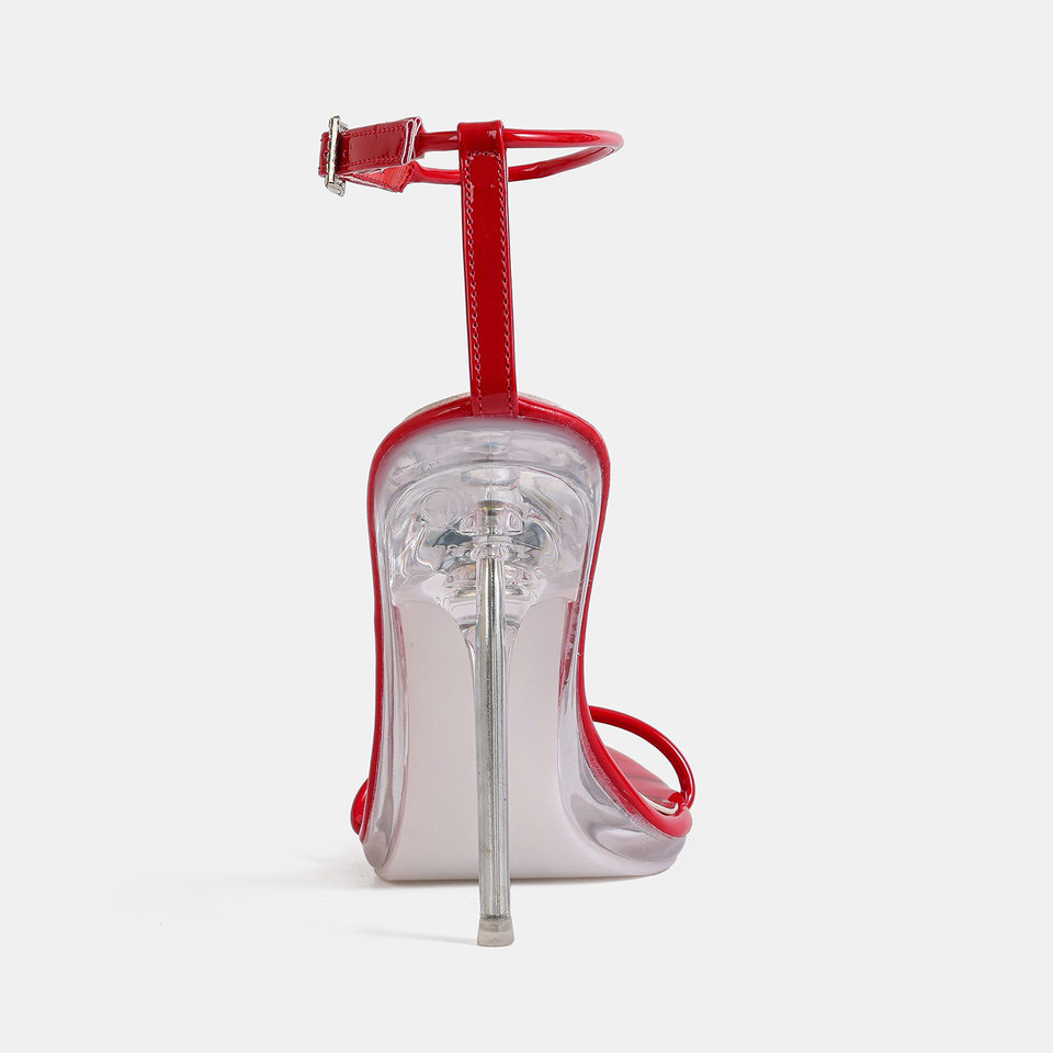 Sandal cao gót nữ 12 cm quai ngang mảnh phong cách thanh lịch — Màu be, Màu bạc, Màu trắng, Màu tím