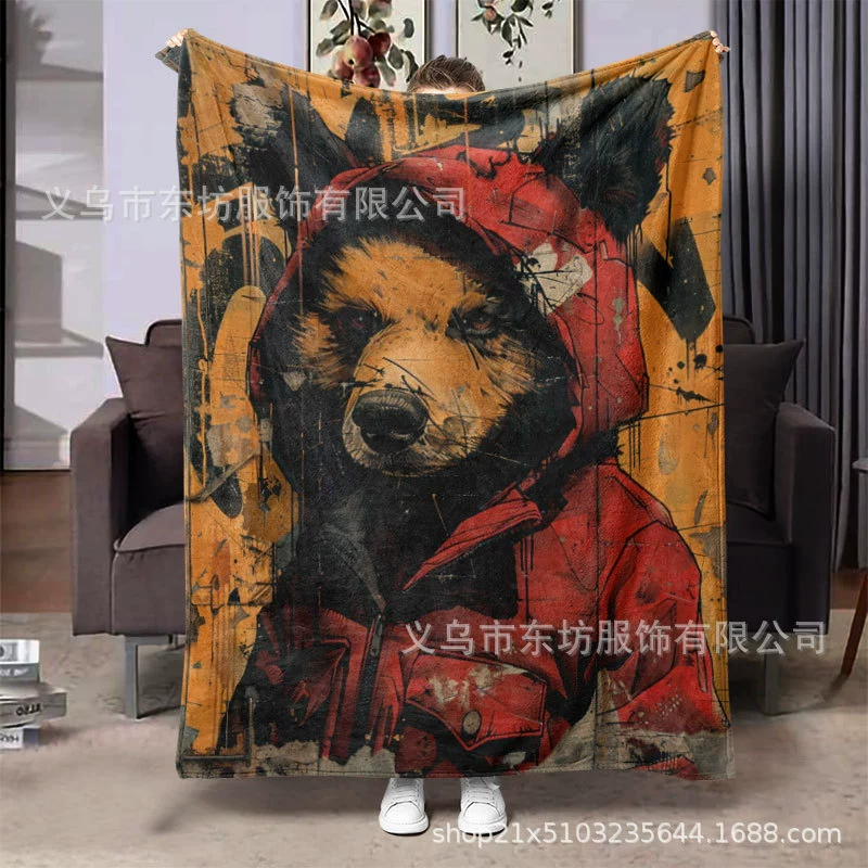 Прилив крутого медведя креативная личность теплая и удобная фланелевая шерсть одеяло дарит подарок ленивый дом