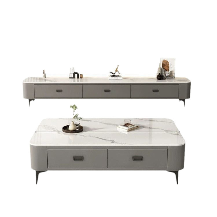 Gabinete de televisión de tabla de roca sala de estar doméstica tipo de casa pequeña 2024 mesa de té de lujo moderna simple mesa de té de suelo nórdica combinación