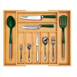 厨房餐具收纳盒厨柜工具整理盒创意分格刀叉储物木盒桌面杂物收纳