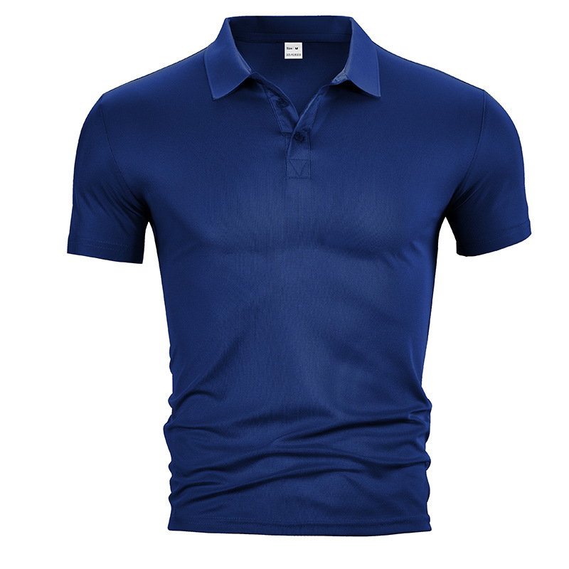 Polo de manga corta estadounidense transfronterizo AliExpress verano casual solapa color sólido joven hombre camiseta de negocios de secado rápido