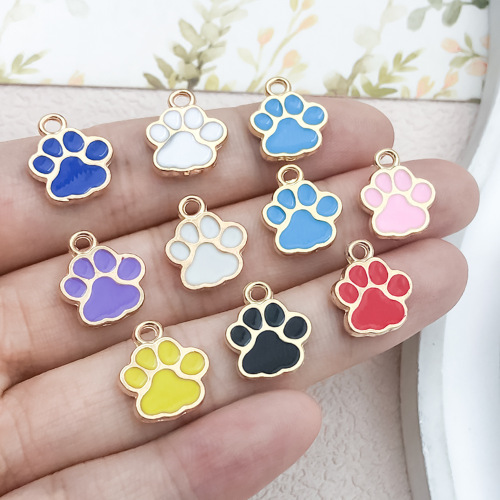 Oil-droplet alloy cat paw footprint DIY accessories earings necklace bracelet keychain pendant