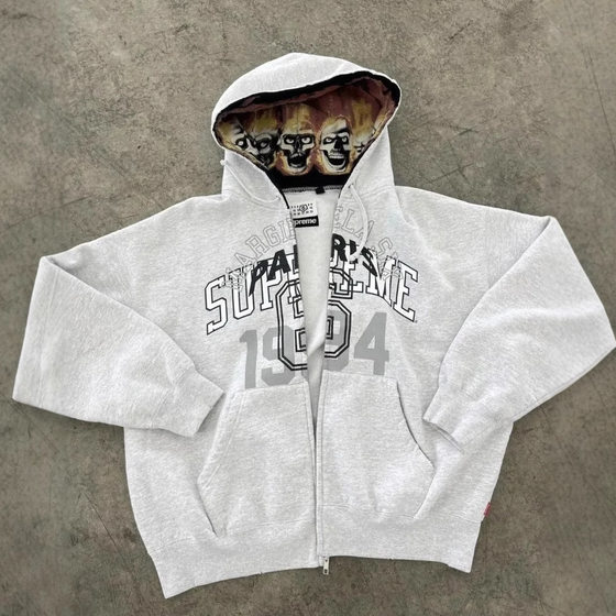 Zipper cardigan 2024 new cross-border 1994 English print national tide treasure boy hoodie wholesale Y2K men