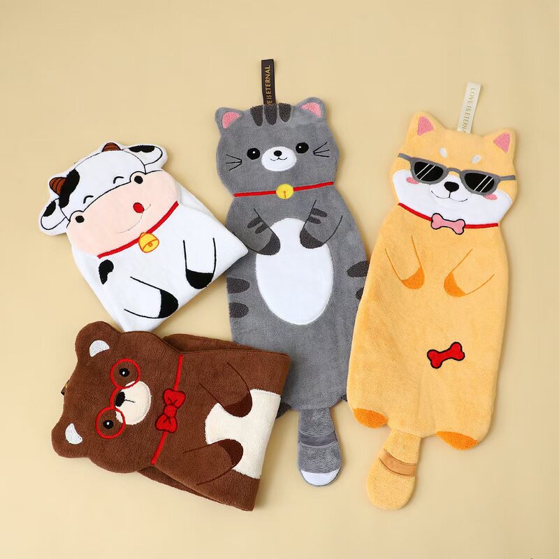 Extra Large Cartoon Internet Celebrity Hand Towel Hanging Cute Hand Towel Kidsren's Thickeneded Kitchen Absorbent Towel Cute Cat