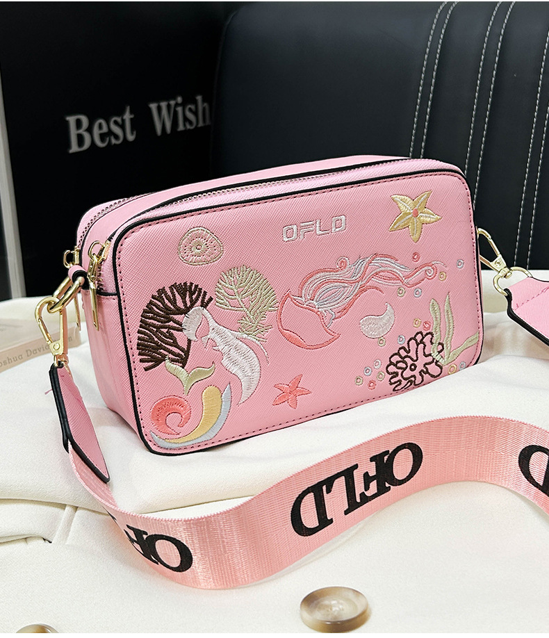 Comercio exterior transfronterizo bordado de alta gama estilo occidental todo fósforo pequeño bolso cuadrado femenino 2025 nuevo bolso de mensajero de moda para teléfono móvil