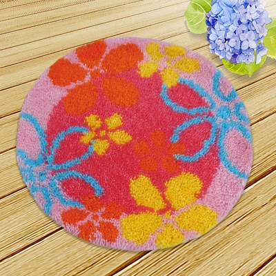 Wool Embroidery Floor Mat Crochet Embroidery | Avtomobil döşəmə paspasları - zd025-flower-38cm-white-net-cross