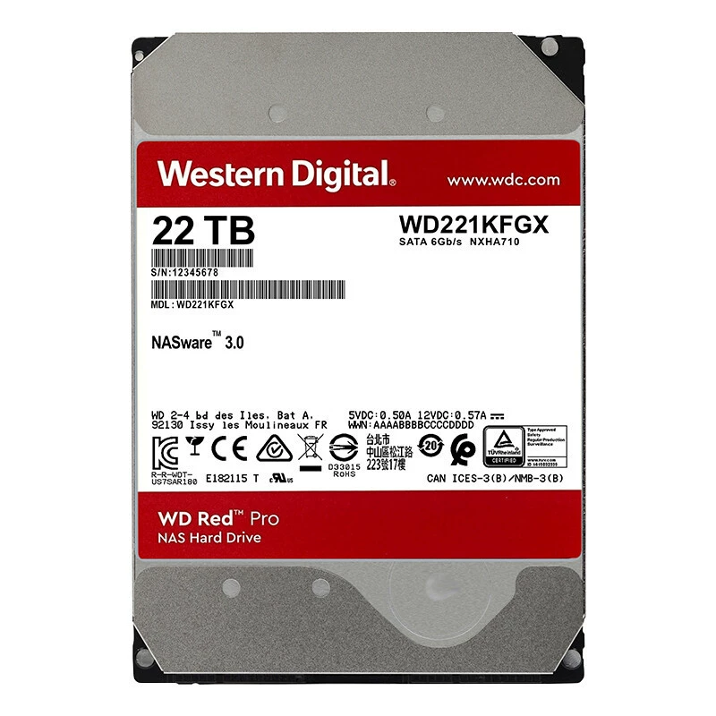 Красный диск Pro 22TB сетевое хранилище NAS диск (NAS HDD/SATA3/512M кэш/WD221KFGX)