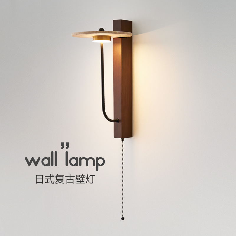 Habitación retro lámpara de pared pasillo lámpara de pared de piedra nórdica dormitorio viento amarillo pasillo medieval de la cabecera de la cama de la cueva japonesa