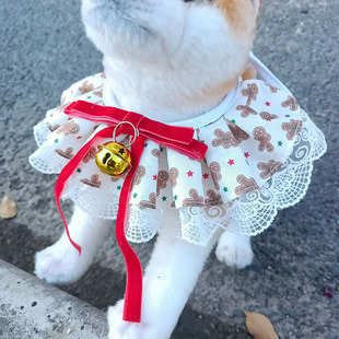Cross-border Christmas cat dog pet bib supplies lace triangle towel pet collar scarf manufacturer