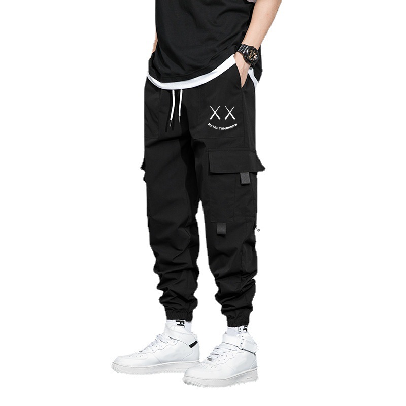 Men's Baggy Graphic Print Flap Pocket Drawstring Cargo Pants Regular Fit Casual Tactical Military Trousers Street Trendy Trousers for Men_voghion.com