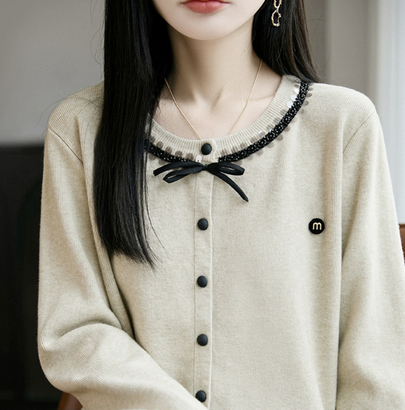早秋时尚灰色毛衣针织开衫外套女2025新款春秋季外搭洋气女装上衣|undefined
