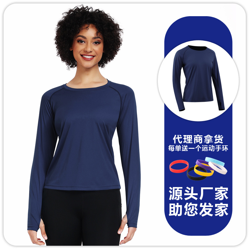 F8502 mujeres de manga larga correr yoga ropa de fitness transpirable sudor corredor chaqueta de protección solar al aire libre