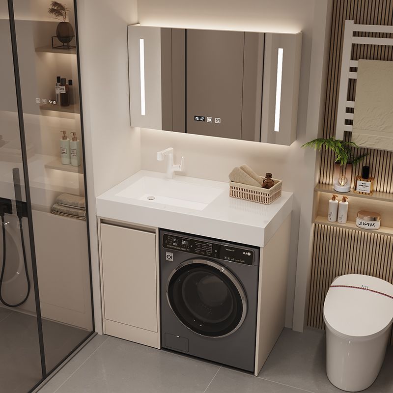 Small Apartment Drum Washing Machine Integrated Bathroom Cabinet Combination Balcony Slate Wash Basin Bathroom Washstand Floor-Standing