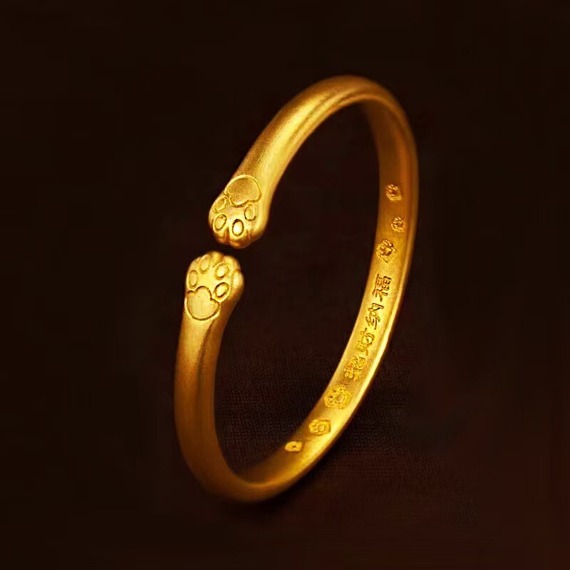 Cross-Border New Popular Gold-Plated Jewelry Vintage Gold Bracelet Cat Paw Bracelet Cute Pet Bracelet Open Bracelet Wholesale Cross-Border New Popular Gold-Plated Jewelry Vintage Gold Bracelet Cat Paw Bracelet Cute Pet Bracelet Open Bracelet Wholesale