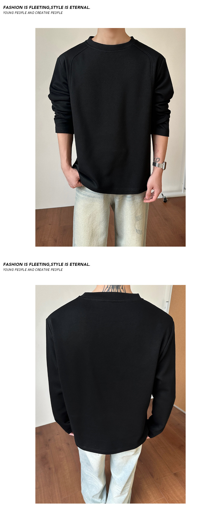 Cleanfit grå långärmad t-shirt för herr med axelvaddering_voghion.com