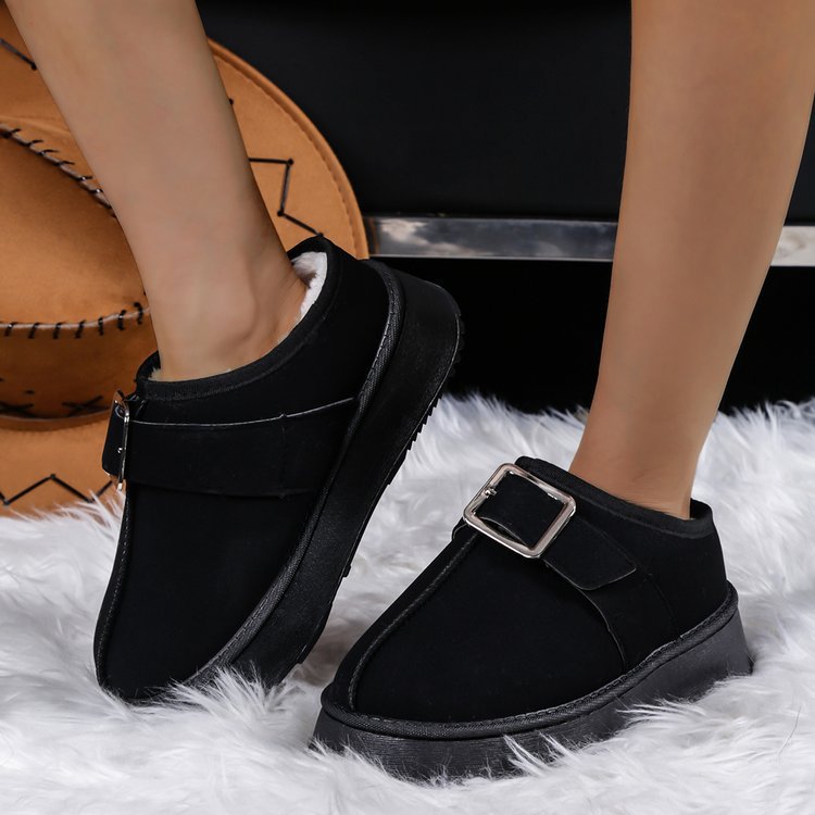 Scarpe da donna in cotone con suola spessa e pelliccia integrata, nuovi stivali da neve invernali con velluto, scarpe casual in cotone caldo in pelle di sabbia_voghion.com