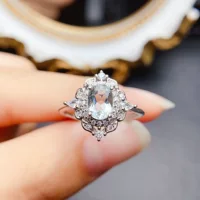 Новый натуральный зеленый кристалл кольцо S925 Серебряный инкрустированный основной камень 5*7 мм