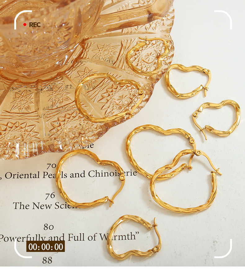 Fashion Heart Shape Titanium Steel Earrings Plating Stainless Steel Earrings 1 Pair