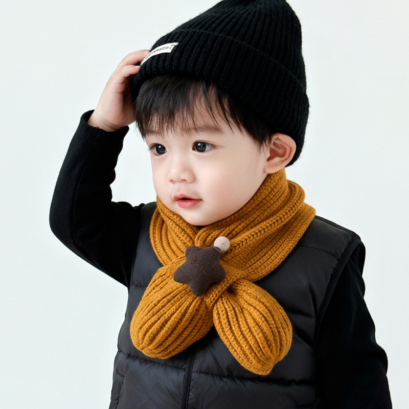 Baja para niños otoño y invierno baby tejer lana bufandas cruzadas niños niñas lindos invierno protector de cuello