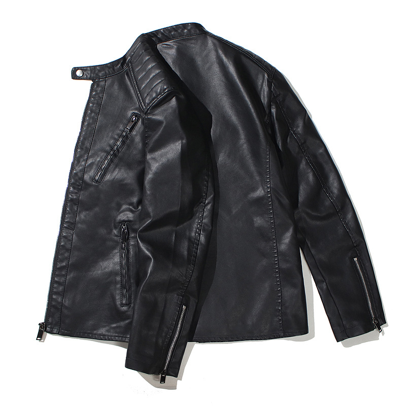 Chaqueta de cuero de comercio exterior transfronterizo hombre primavera y otoño estilo americano cuello de béisbol relajado chaqueta de cuero PU casual chaqueta de locomotora chaqueta