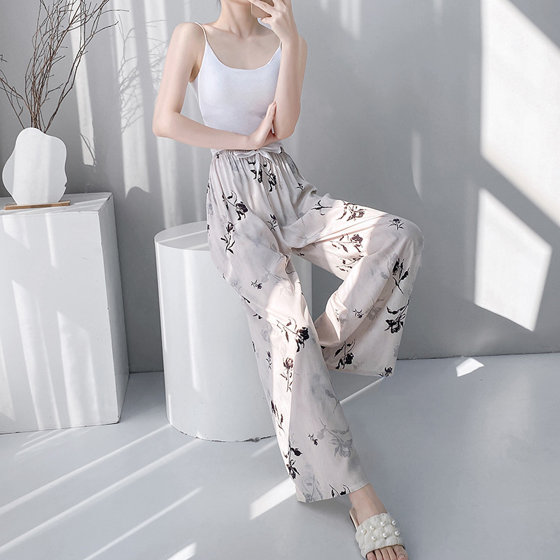 26 New Styles of Cotton Silk Pajama Pants for Women, Summer Thin Cartoon Print Wide-Leg Pants, Maternity Plus-Size Loose Casual Air-Conditioning Pants