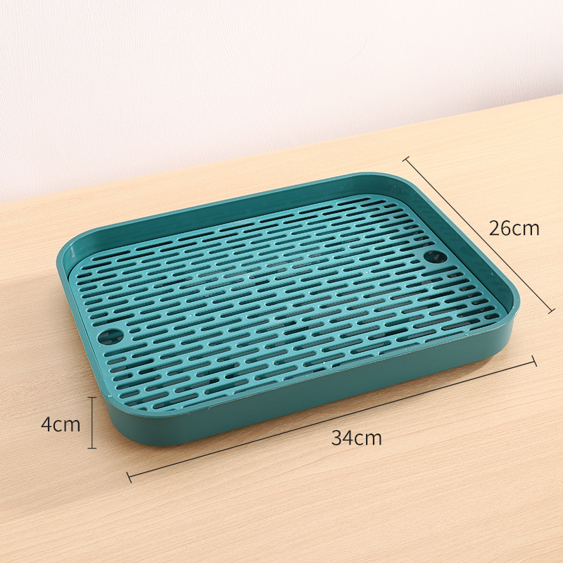 Bandeja de Té con Escurridor Plástico Doble Capa Rectangular para Hogar image 9