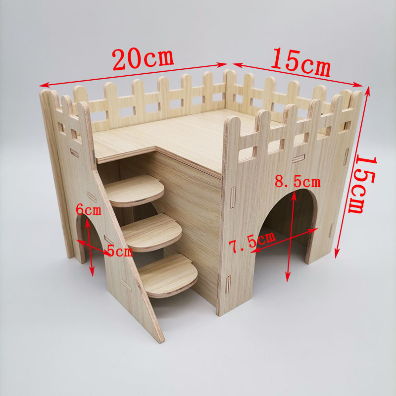 Hámster de madera suministros paisajismo hámster nido mini muebles decoración Villa madera maciza pequeña casa otoño