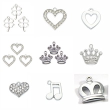 皇冠 桃心小吊坠 diy钥匙链 锁骨链 毛衣链饰品配件 合金水钻饰品