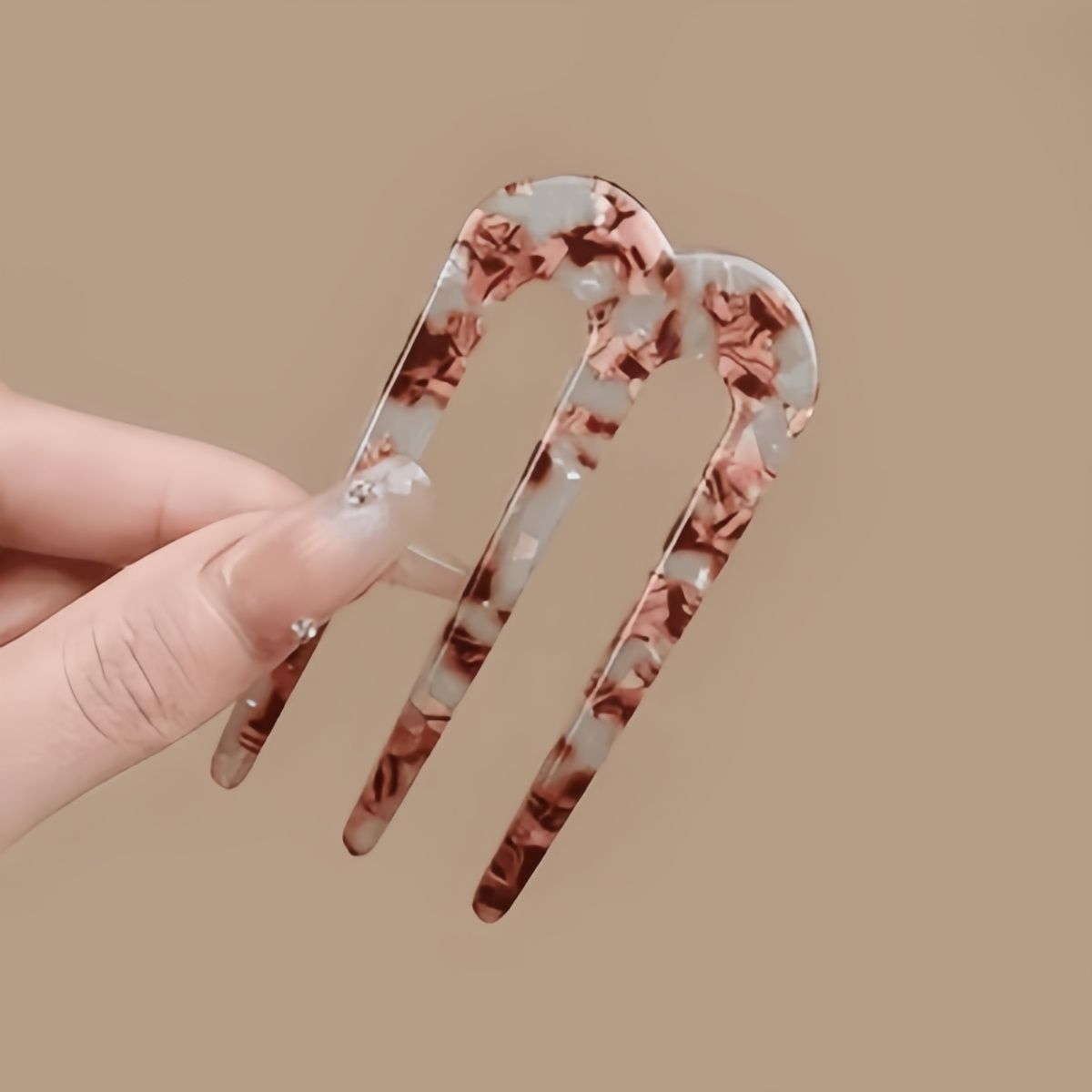 Exquisita horquilla en forma de U, mujer perezosa, artefacto de cabello, cabeza de bola, peine de cuatro dientes, peine para el cabello, temperamento, tocado fijo, horquilla