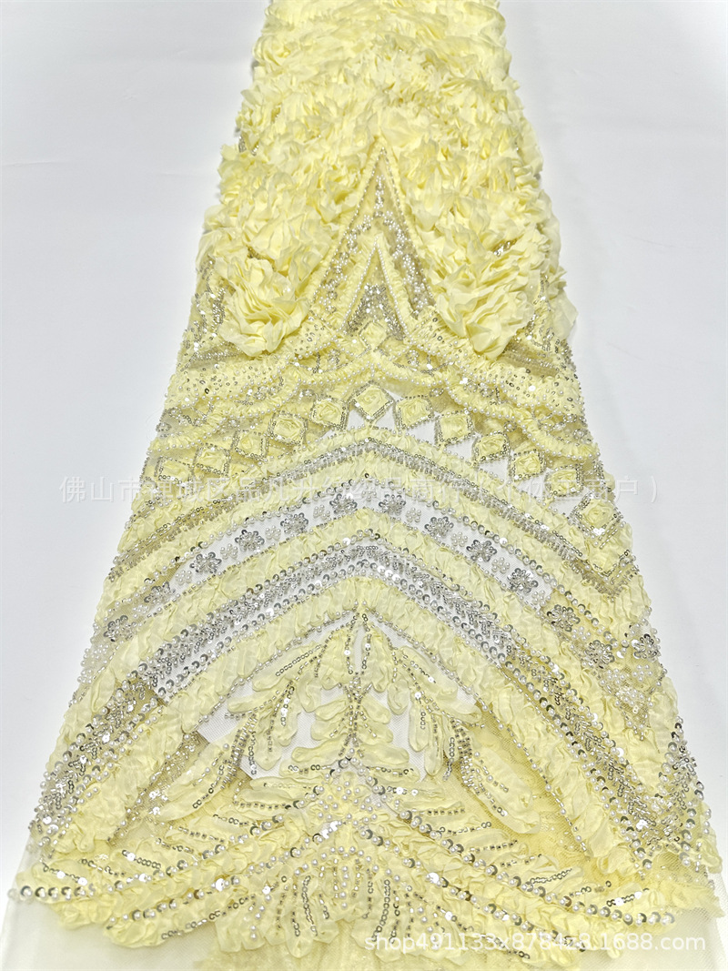 Moda transfronteriza ins Gaoding vestido de boda vestido de moda tela nueva tela bordada de placas con sequillas